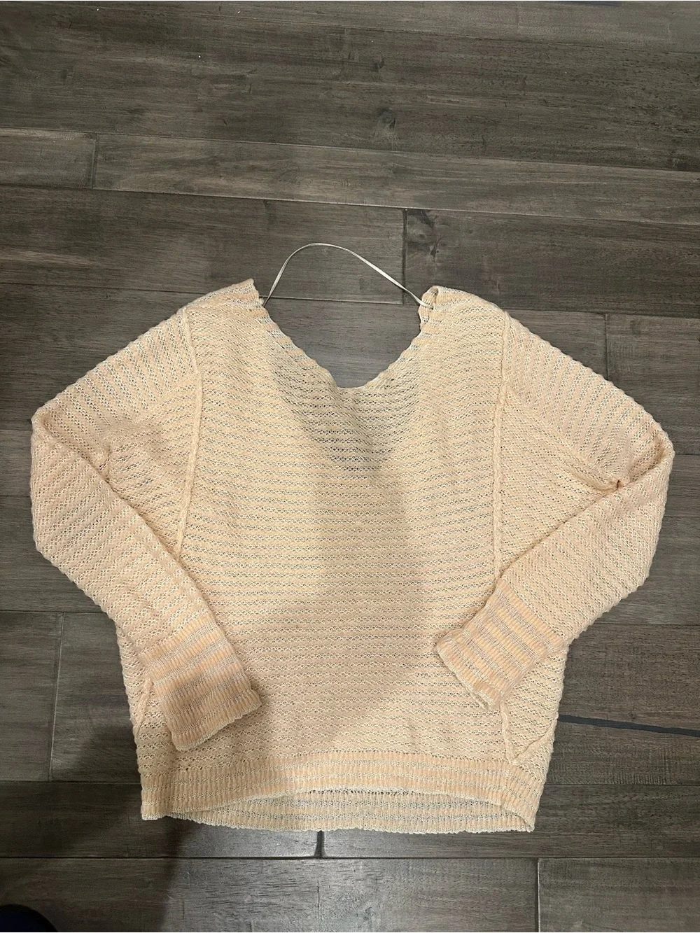 Free People Peach Knit V-Neck Sweater